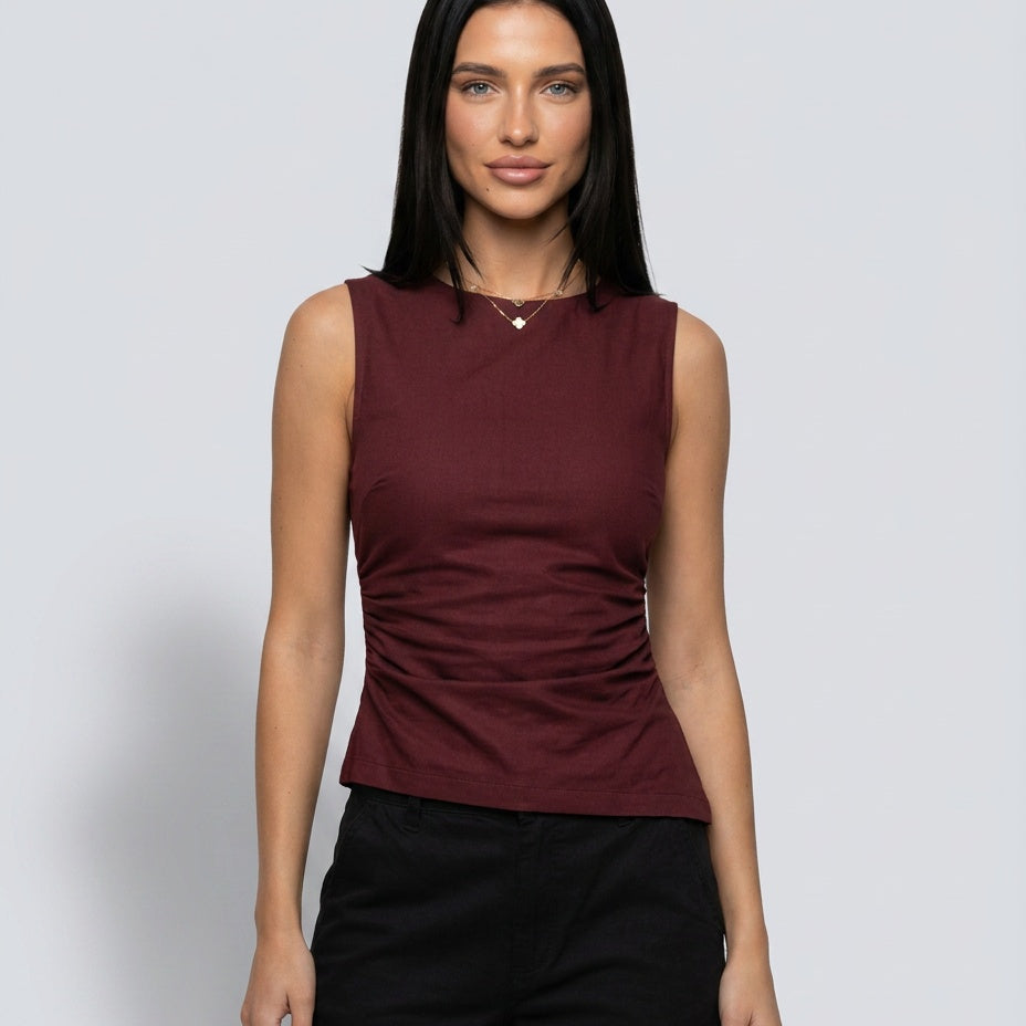 Women's Asymmetric Cropped Sleeveless Top