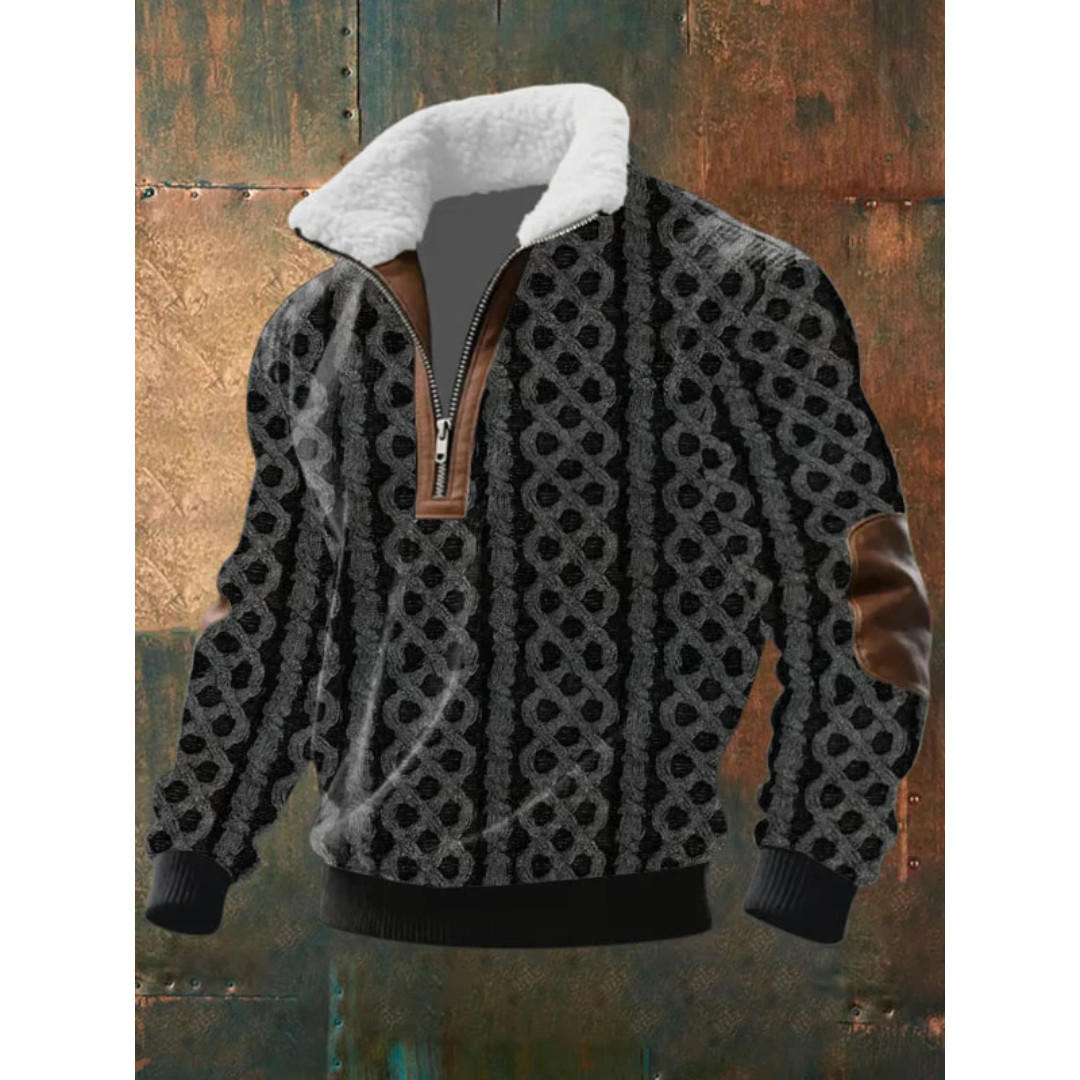 Men's High Collar Fleece Knit Sweater