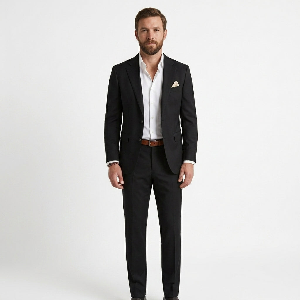 Men's Elegant Green Linen Spring Slim Fit Two Piece Set