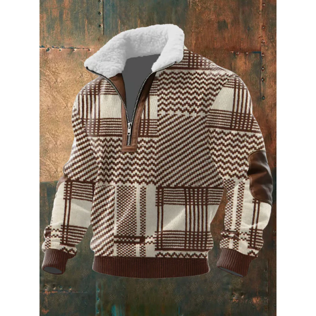 Men's High Collar Fleece Knit Sweater