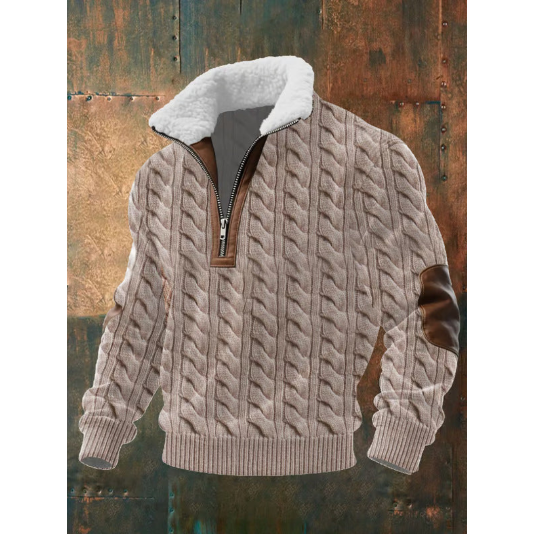 Men's High Collar Fleece Knit Sweater