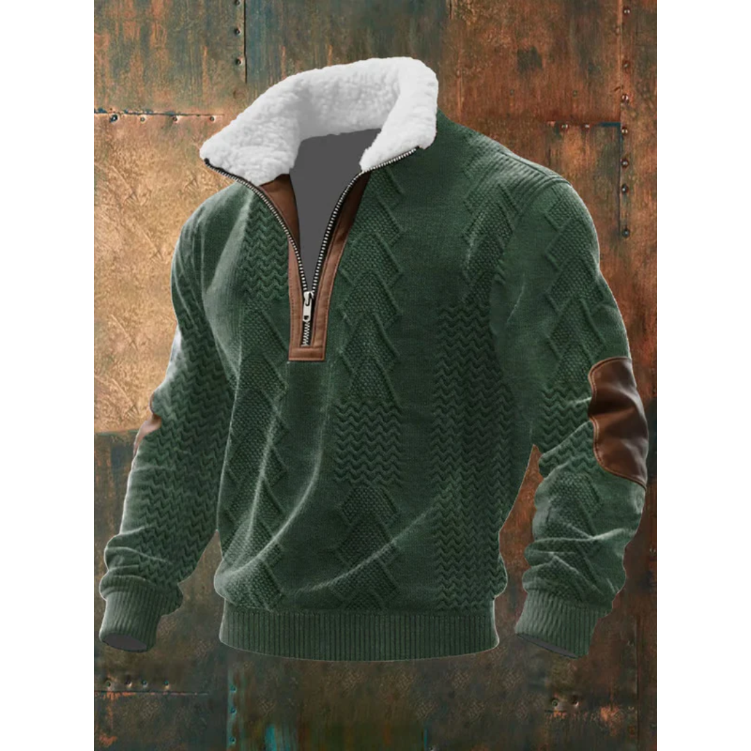 Men's High Collar Fleece Knit Sweater