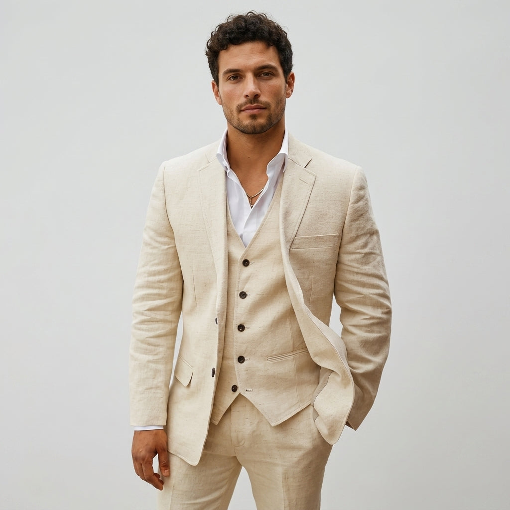 Men's Linen Three-Piece Suit