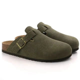 Women's Suede Buckle Clogs