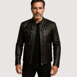 Men's Leather Zip-Up Jacket