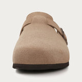 Women's Suede Buckle Clogs