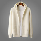Men's Merino Wool Honeycomb Knit Hooded Sweater