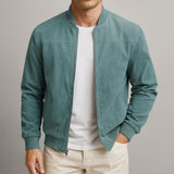 Men's Suede Leather Jacket with Tailored Collar