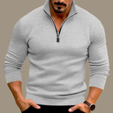 Men's Zip-Up Stand-Collar Polyester Sweater