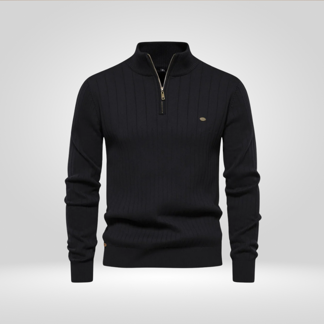 Men's Ribbed Half Zip Knit Sweater