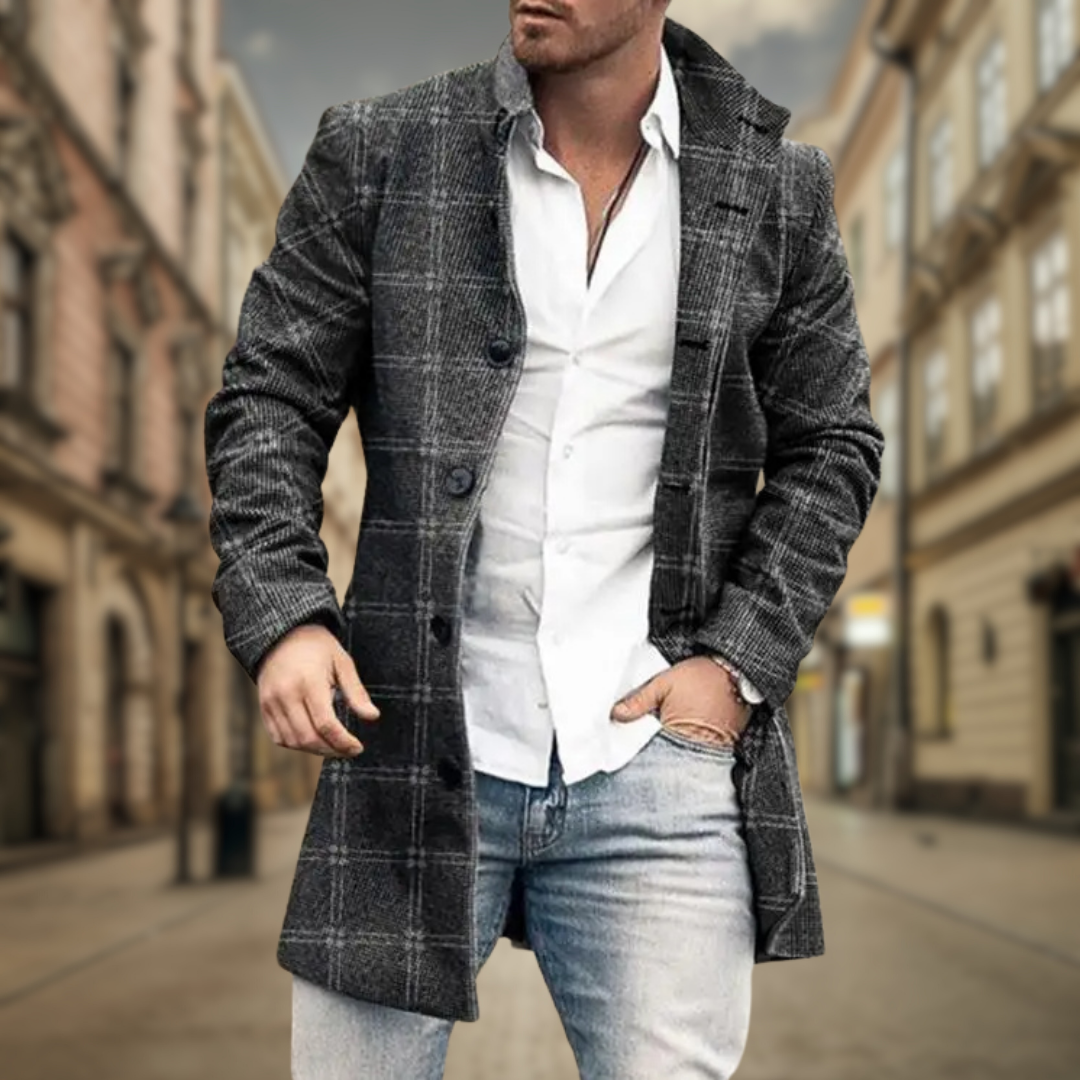 Men's Elegant Autumn/Winter Coat in Grey Tones
