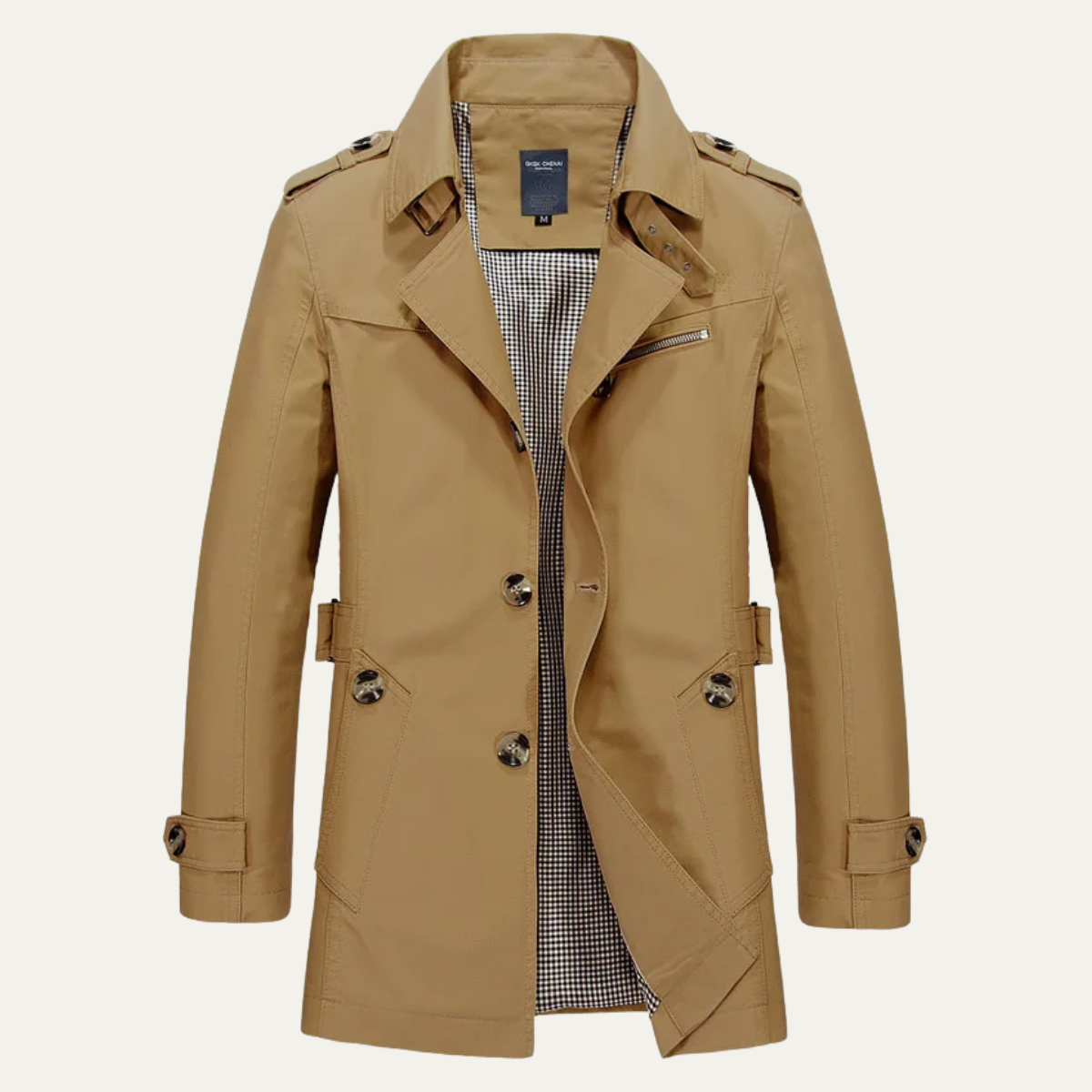 Men's Double-Breasted Waterproof Belted Trench Coat