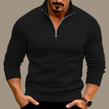 Men's Zip-Up Stand-Collar Polyester Sweater