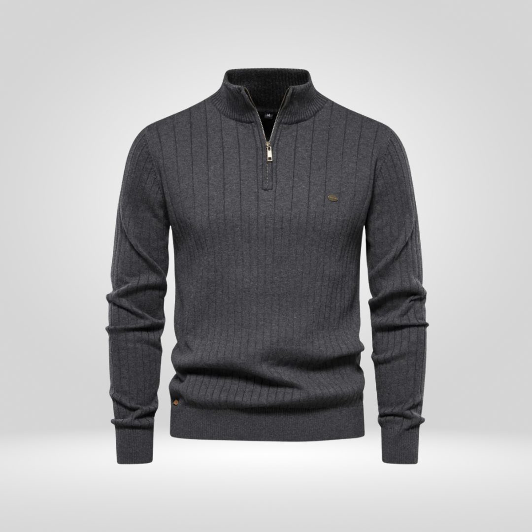 Men's Ribbed Half Zip Knit Sweater