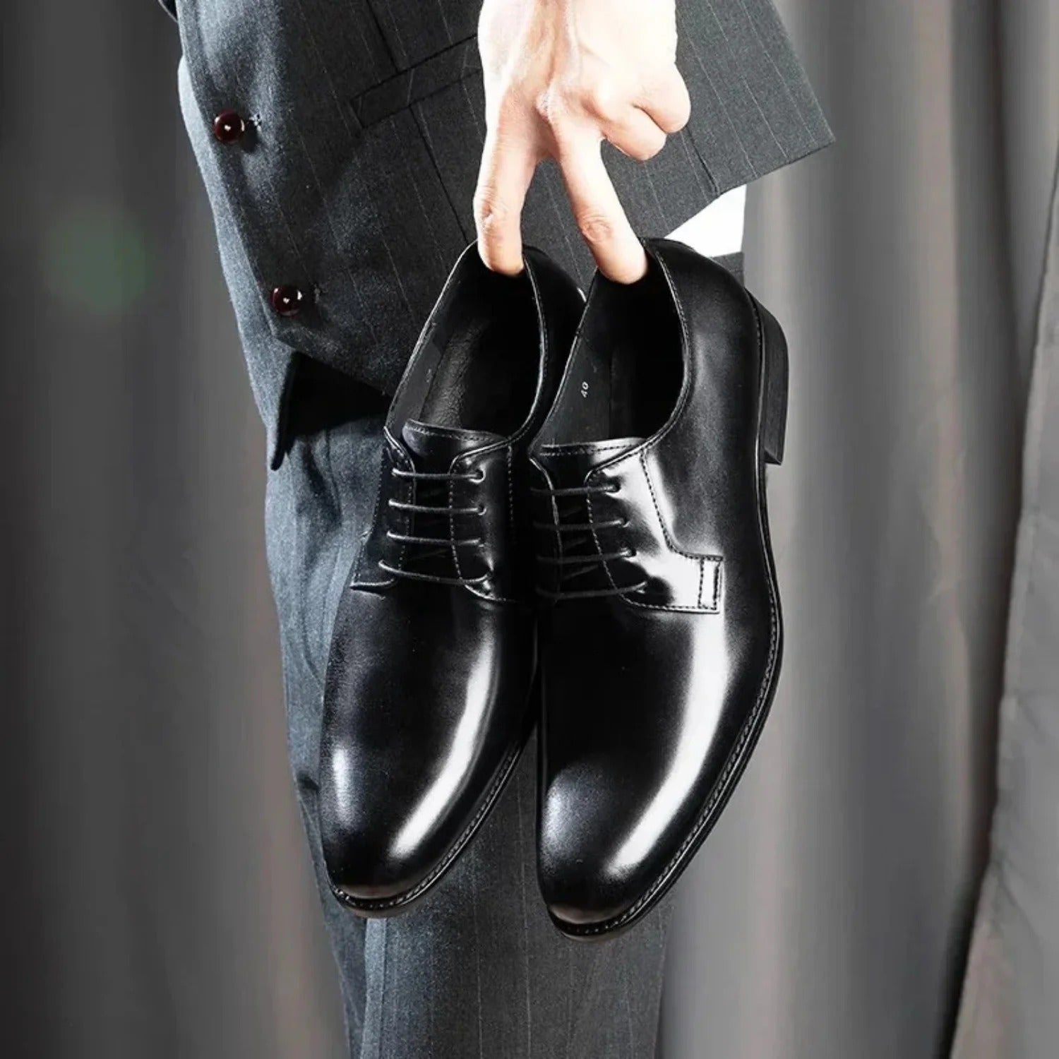 Men's Leather Derby Lace-Up Formal Shoes