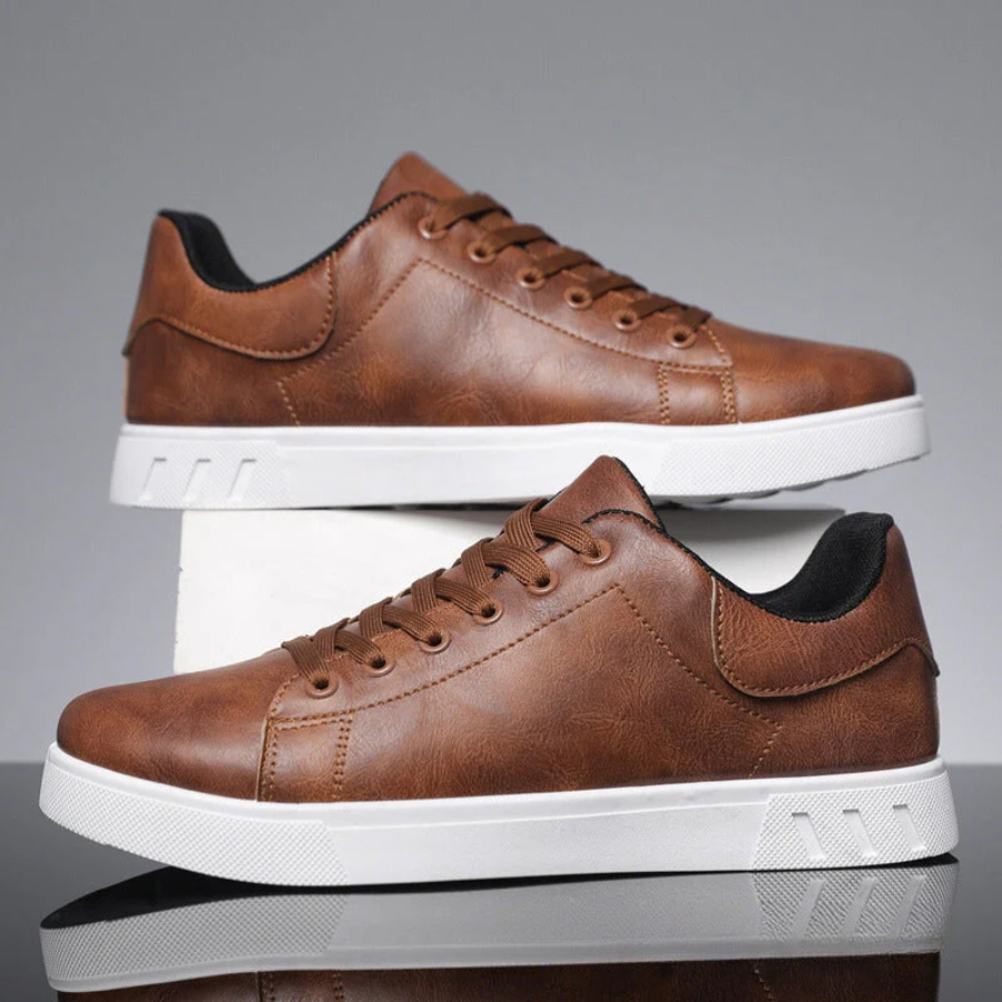 Men's Leather Lace Up Casual Sneakers