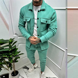Men's Cotton Jacket and Trousers Two-Piece Set