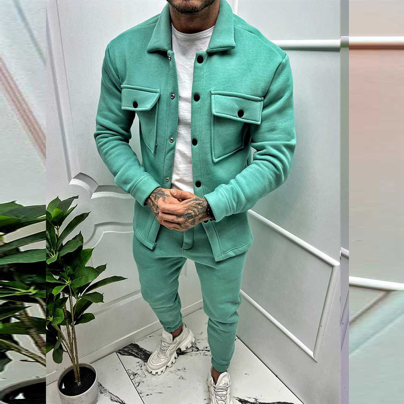 Men's Cotton Jacket and Trousers Two-Piece Set