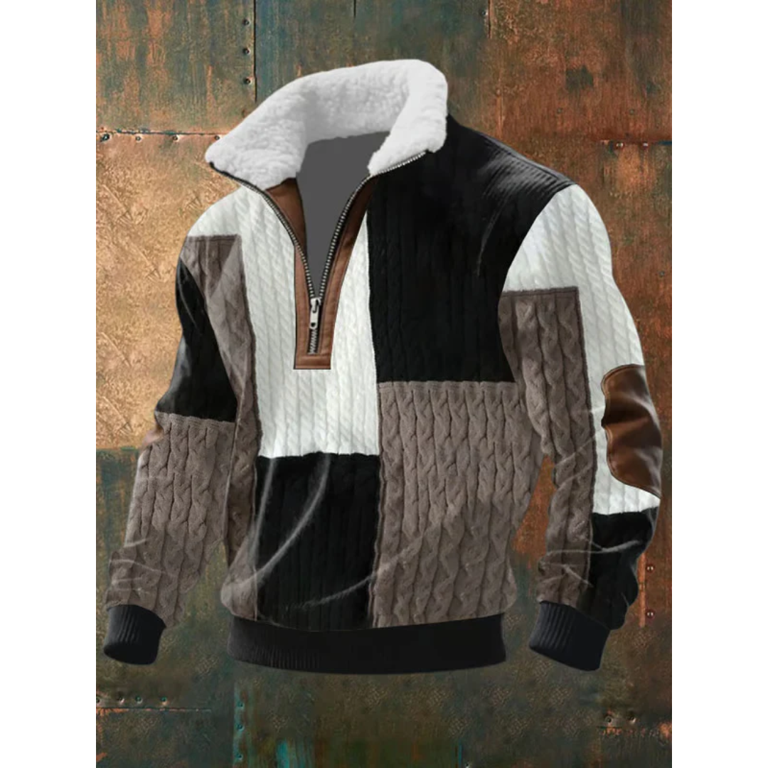 Men's High Collar Fleece Knit Sweater