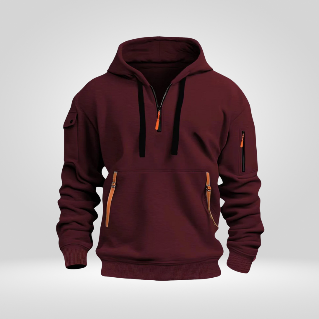 Men's Half-Zip Hoodie with Pockets, Regular Fit