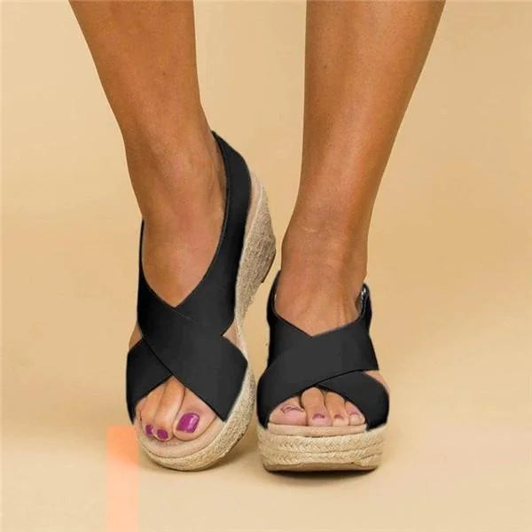 Women's Crisscross Espadrille Wedge Platform Sandals