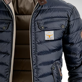Men's Stand-Collar Coated Textured Jacket, Navy