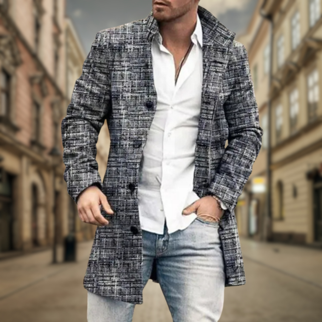 Men's Elegant Autumn/Winter Coat in Grey Tones