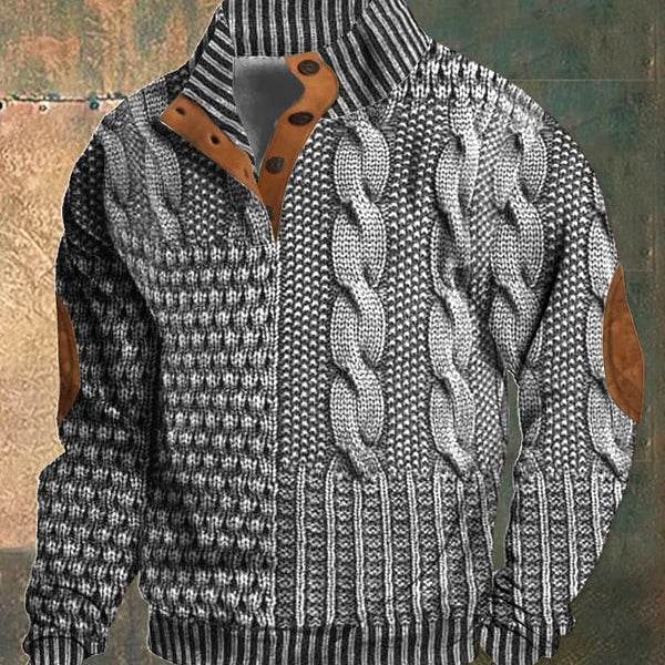 Men's Patterned Knitted Sweater for Autumn/Winter