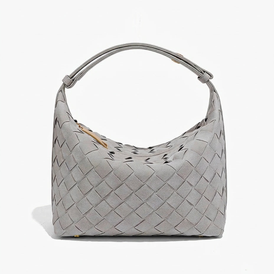 Women's Woven Vegan Suede Shoulder Bag