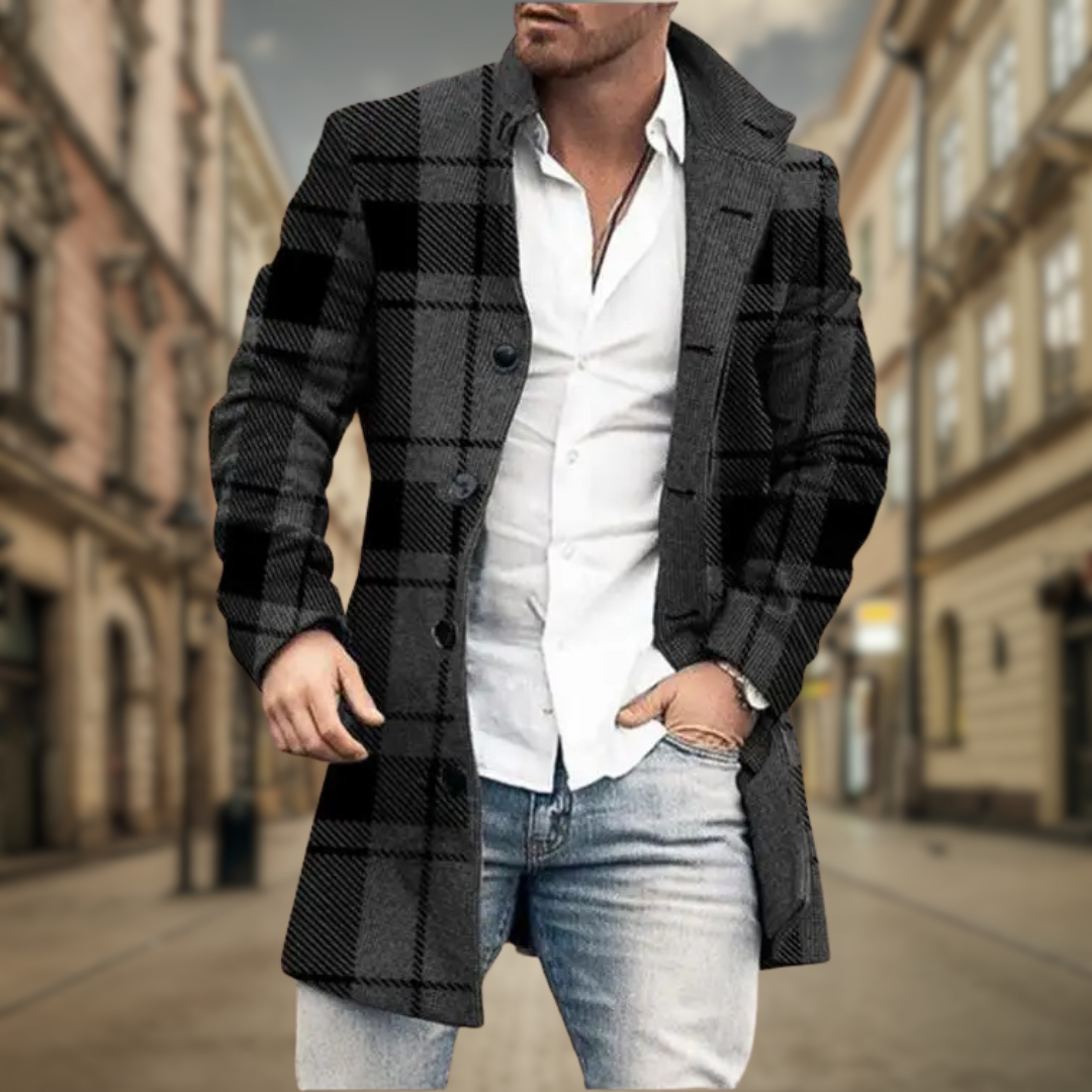Men's Elegant Autumn/Winter Coat in Grey Tones