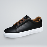 Men's White Leather Sneakers with Cushioned Lining
