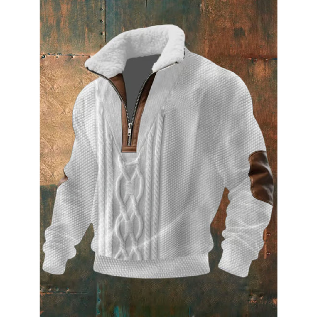 Men's High Collar Fleece Knit Sweater