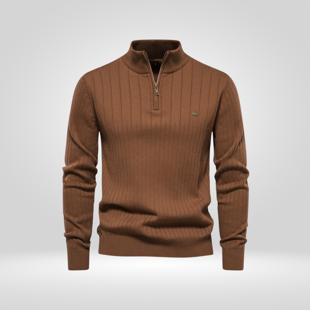 Men's Ribbed Half Zip Knit Sweater