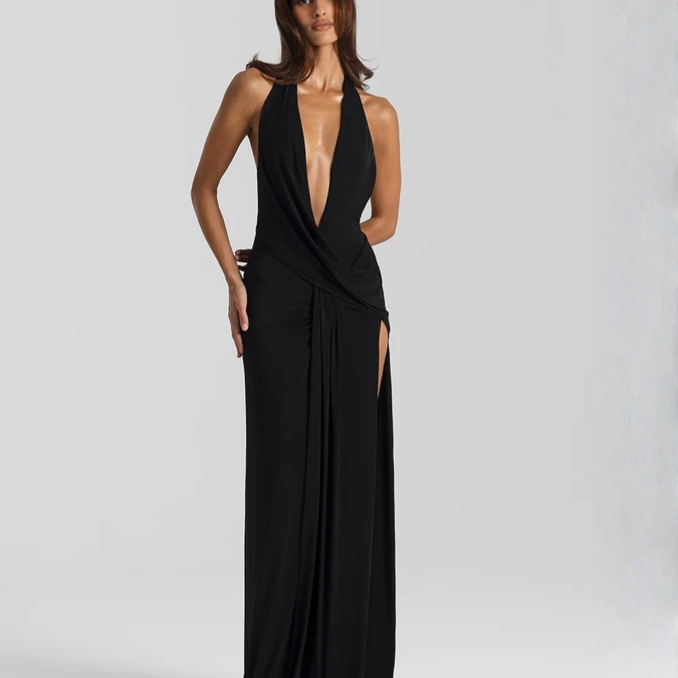 Women's Halter Neck Backless Maxi Dress