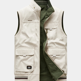 Men's Cotton Multi-Pocket Ribbed-Trim Gilet