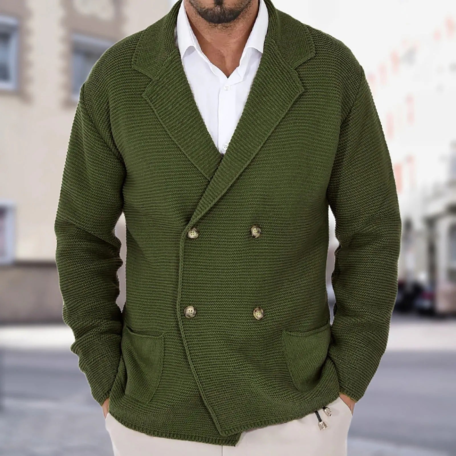 Men's Double Breasted Shawl Collar Cardigan