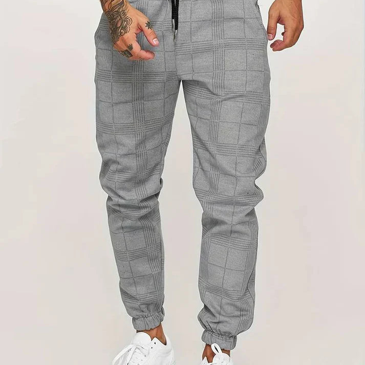 Men's Plaid Drawstring Jogger Pants