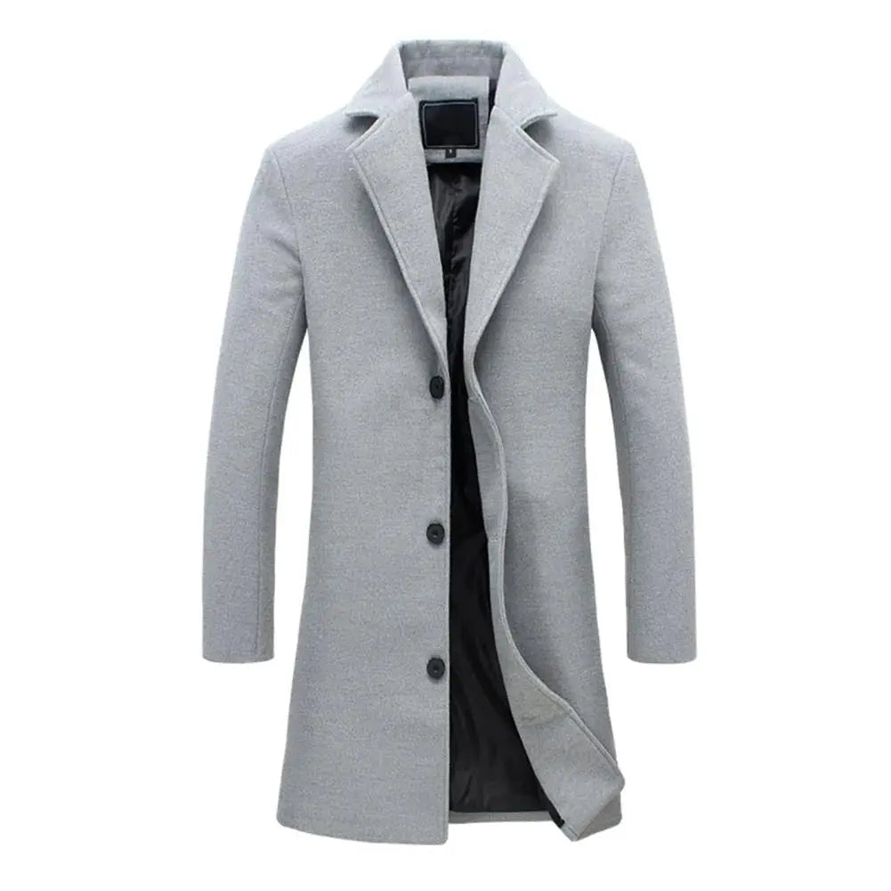 Men's Tailored Wool Overcoat – Timeless Long Winter Coat for Both Smart and Casual Outfits