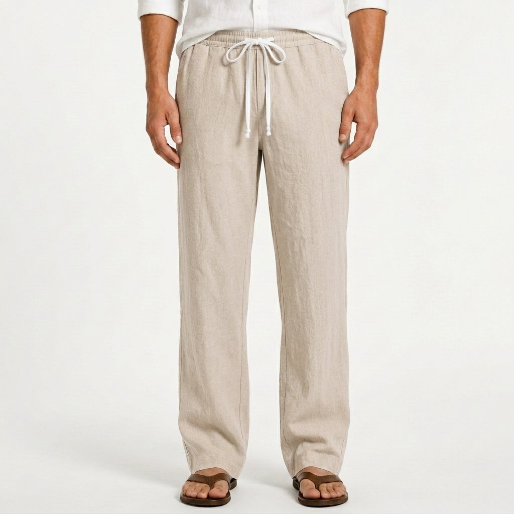 Men's Green Linen Spring Tailored Trousers