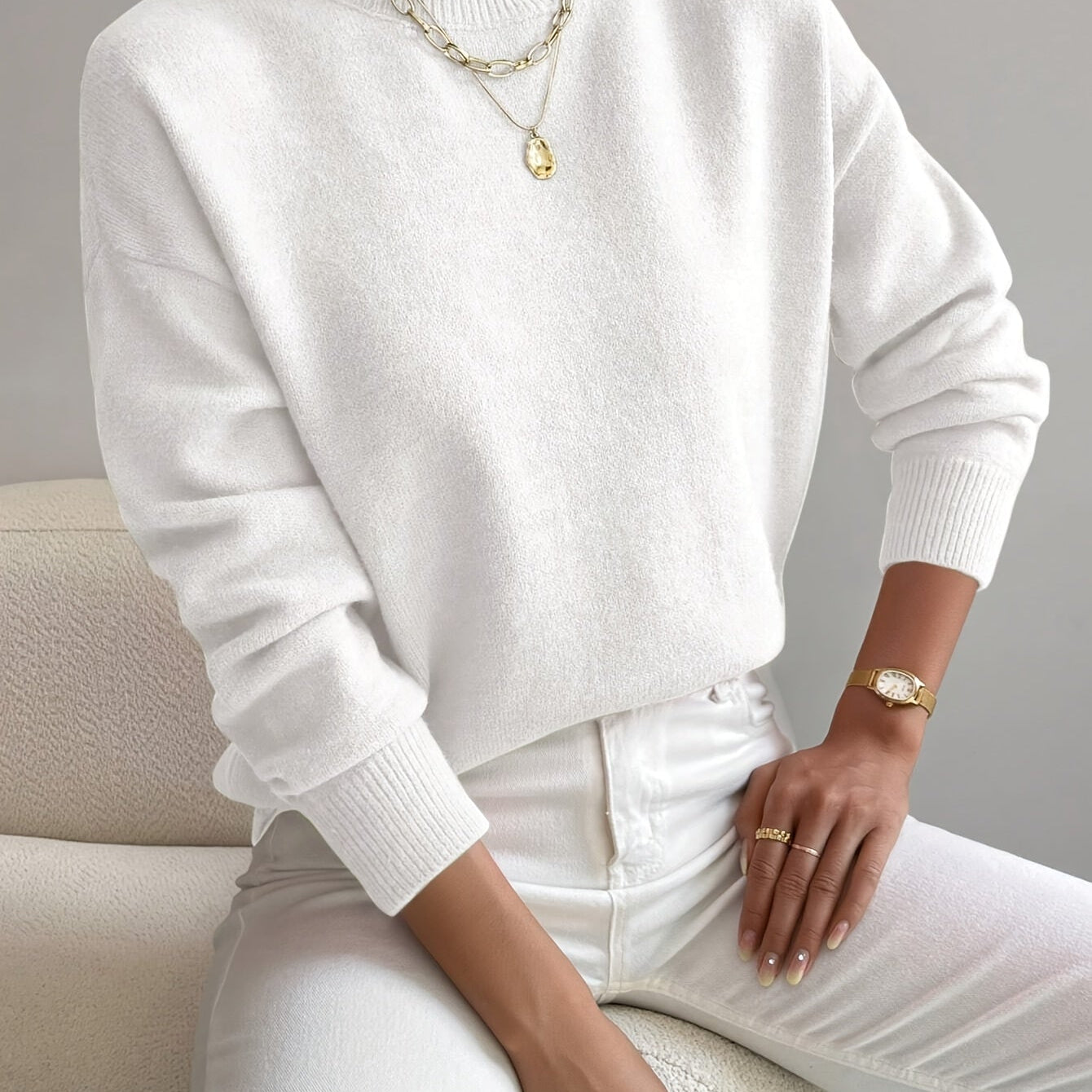 Women's Long Sleeve Turtleneck Knit Sweater