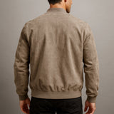 Men's Suede Leather Jacket with Tailored Collar