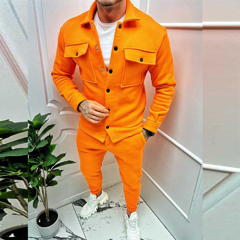 Men's Cotton Jacket and Trousers Two-Piece Set