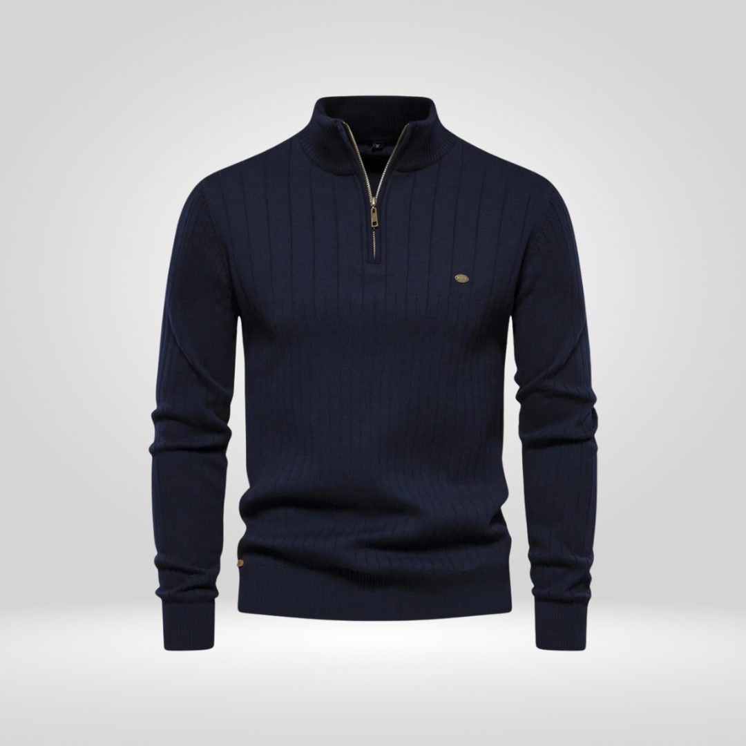 Men's Ribbed Half Zip Knit Sweater