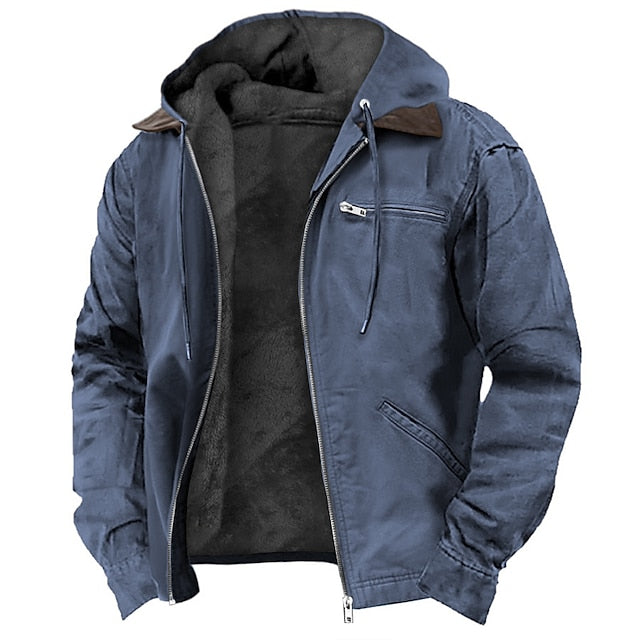 Men's Hooded Sherpa Lined Zip Jacket