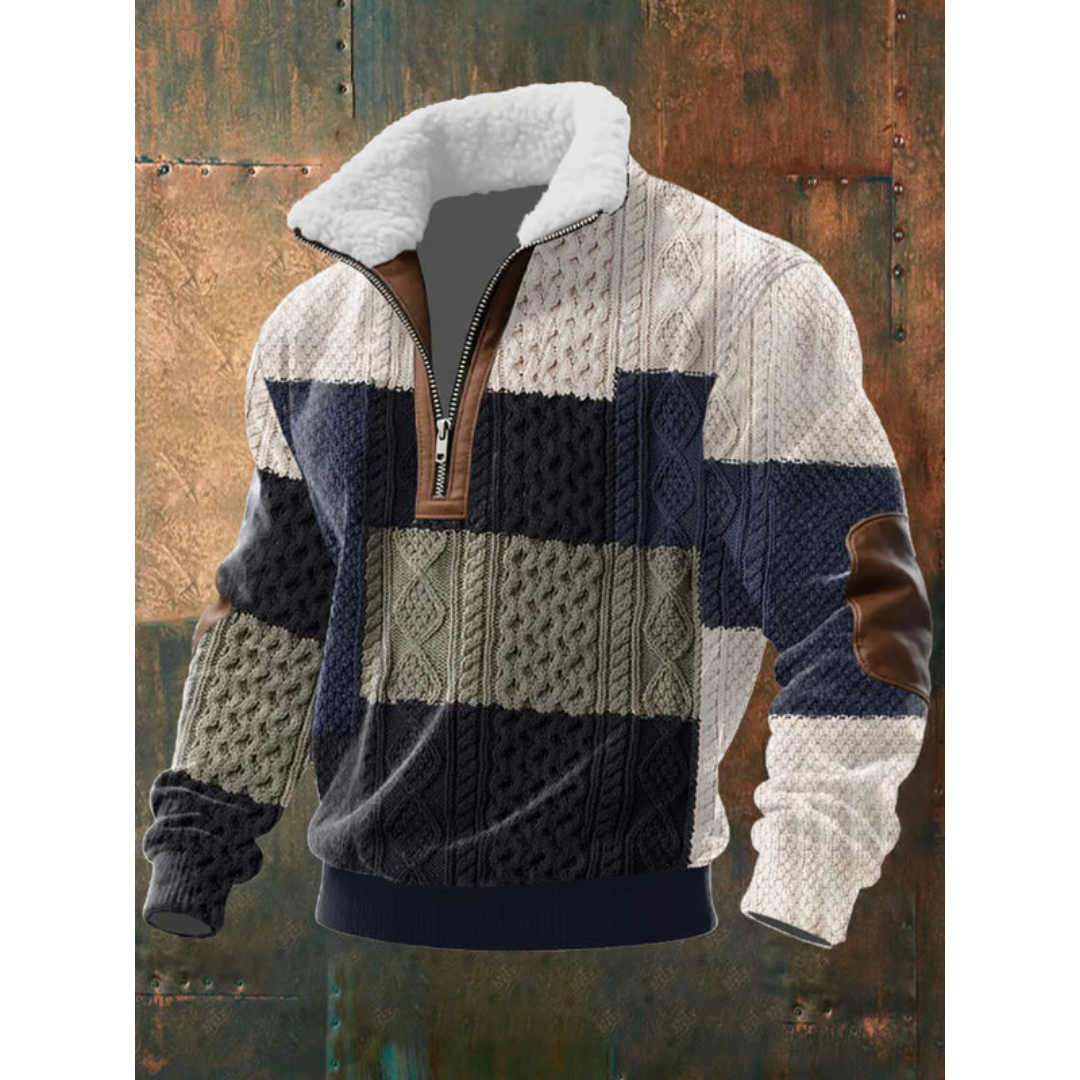 Men's High Collar Fleece Knit Sweater