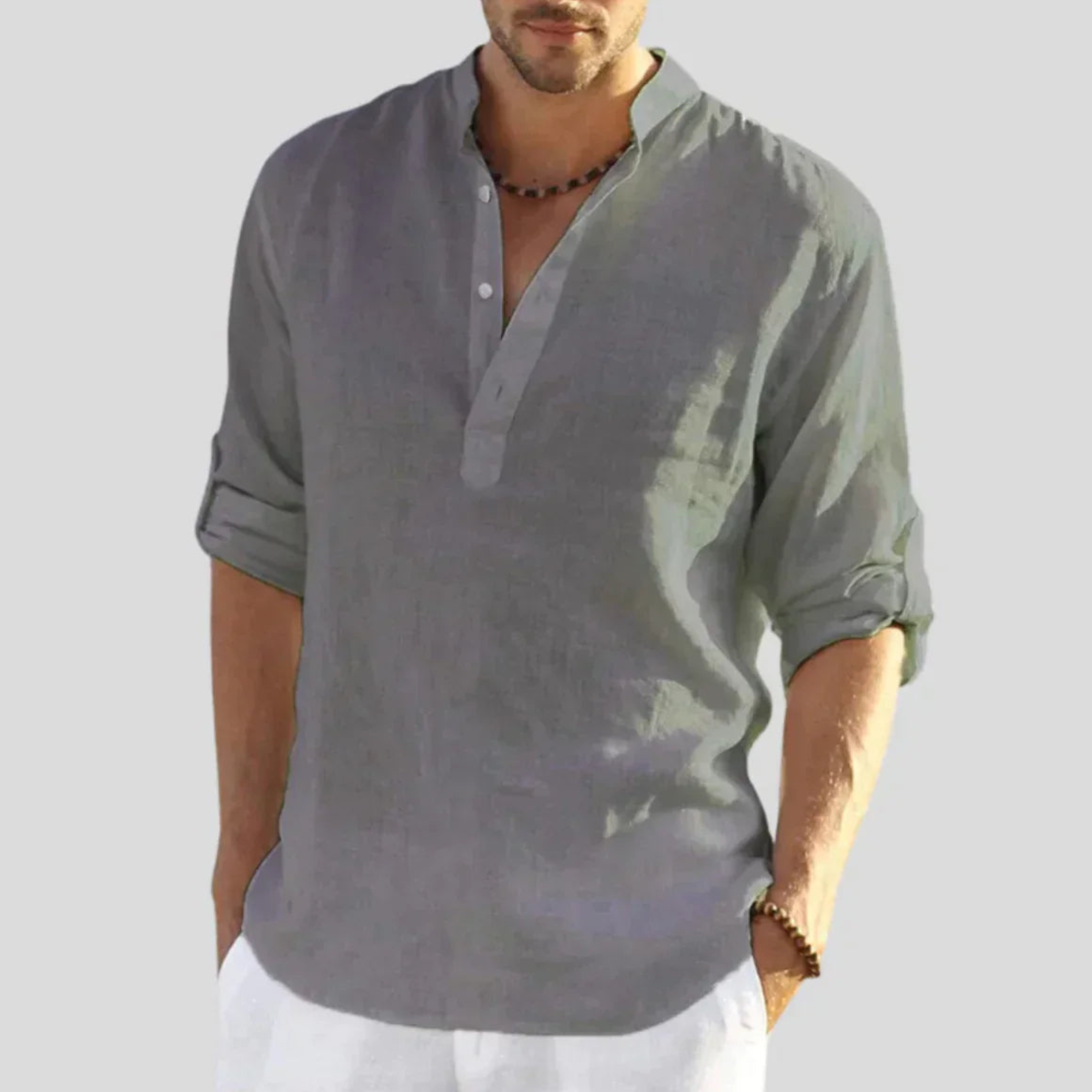 Men's Linen Henley Shirt