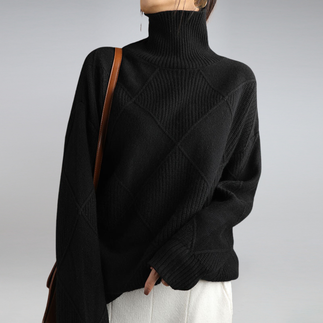 Women's Textured Knit Cashmere Turtleneck Sweater
