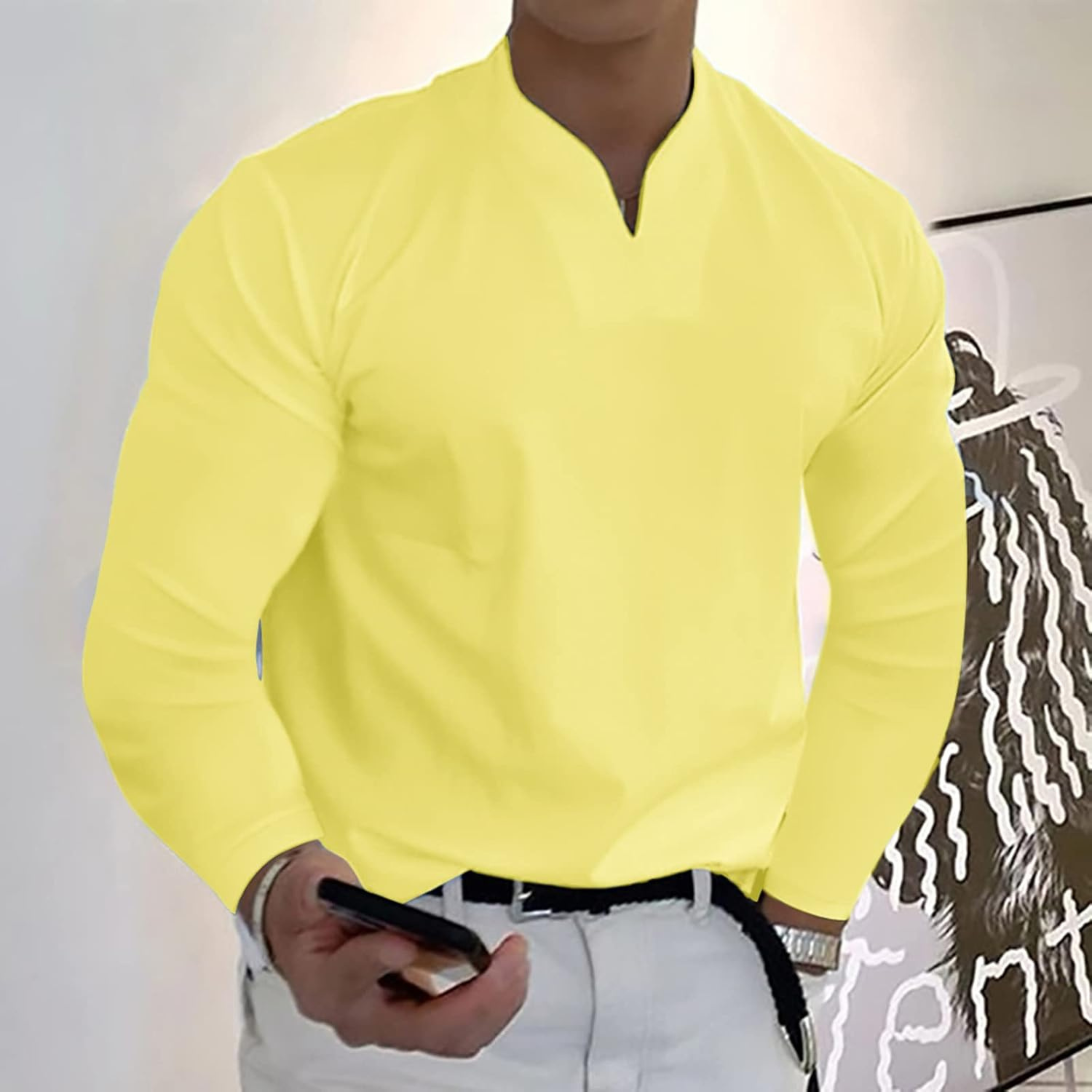 Men's V-Neck Long Sleeve Shirt