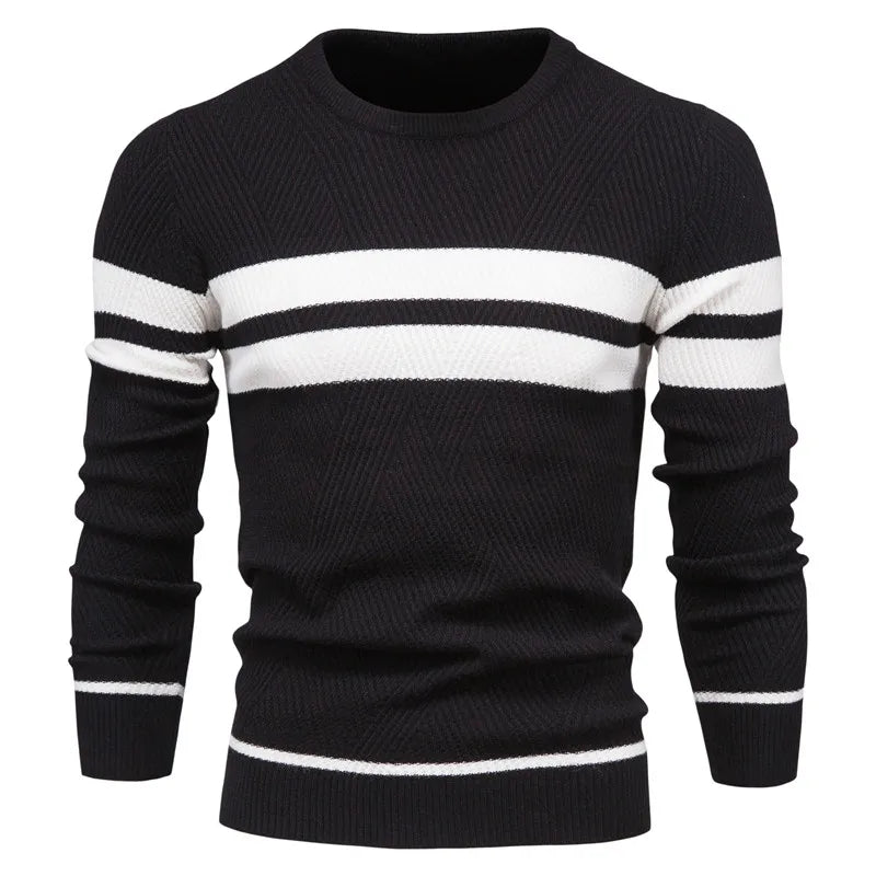 Men's Striped Crew Neck Knit Sweater