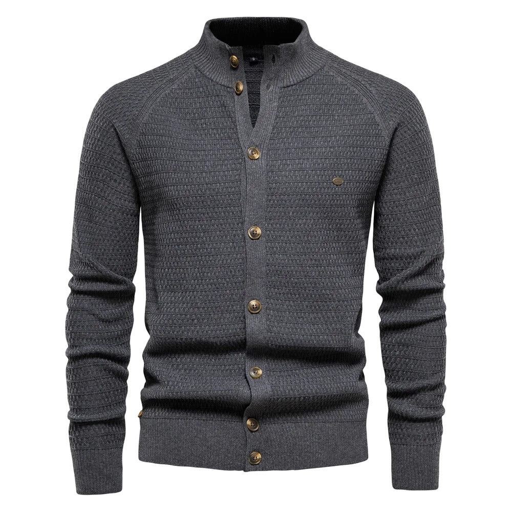 Men's Stand Collar Button Knit Cardigan